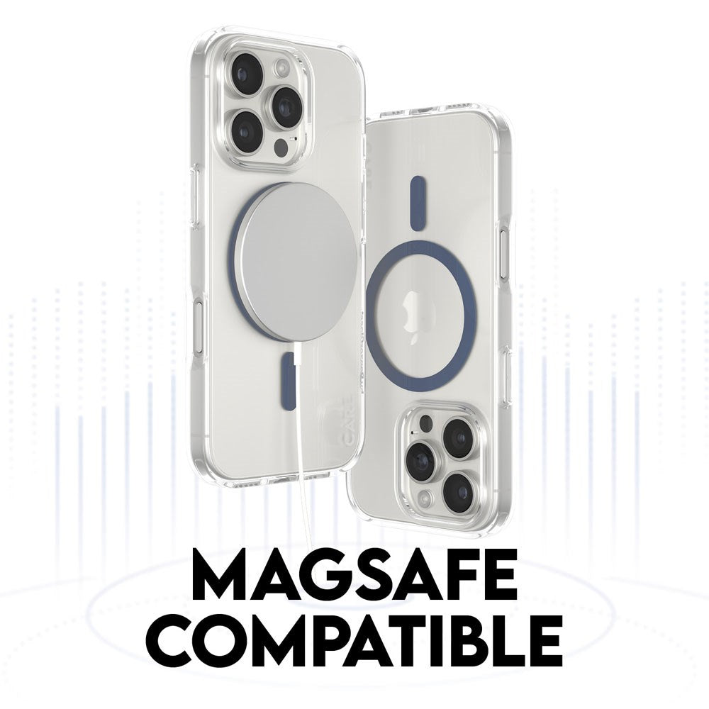 CARE by PanzerGlass iPhone 16 Pro FLAGSHIP Urban Combat Case - MagSafe Compatible - Transparent / Coronet Blue