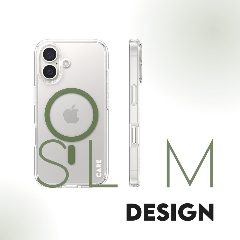 CARE by PanzerGlass iPhone 16 FLAGSHIP Urban Combat Case - MagSafe Compatible - Transparent / Piquant Green