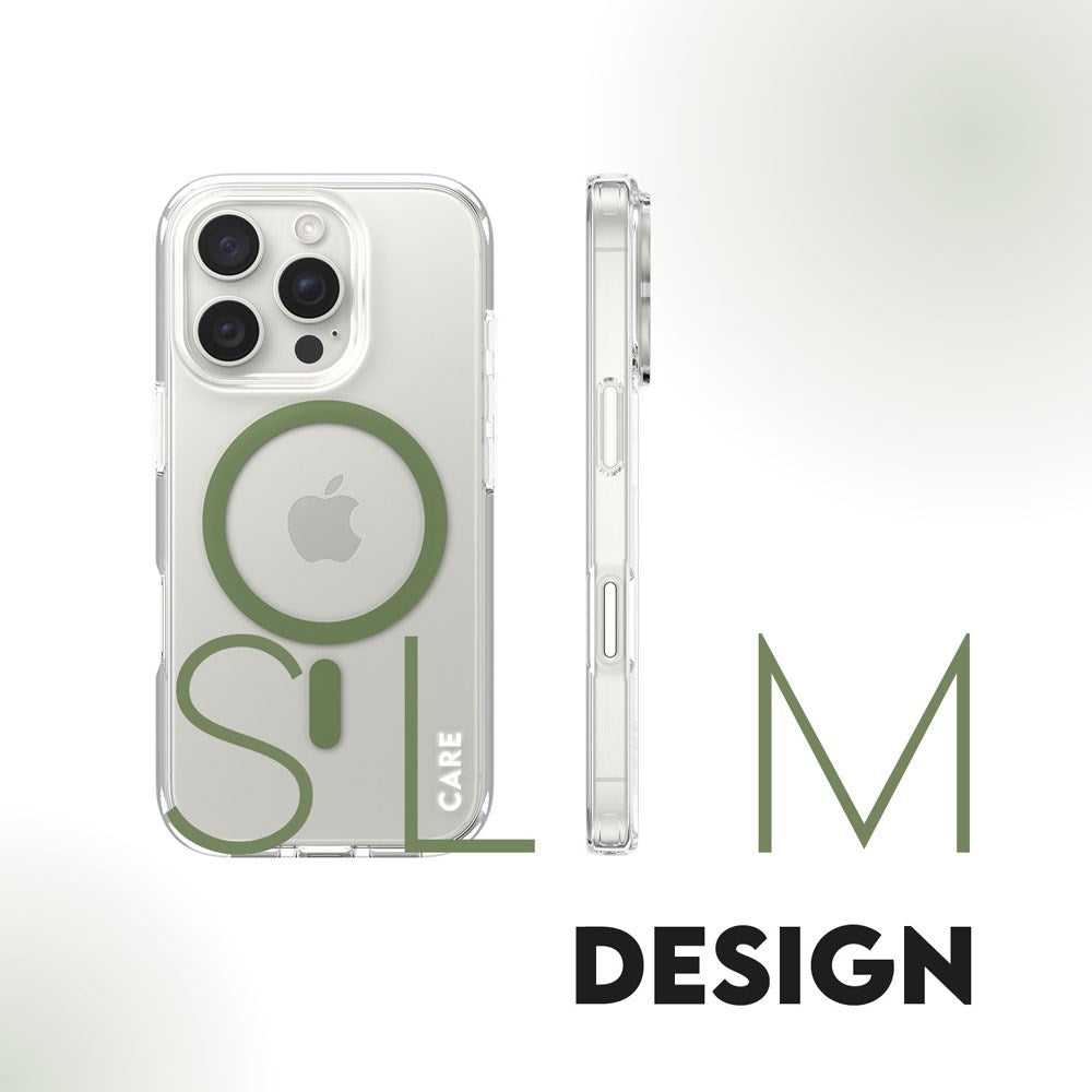 CARE by PanzerGlass iPhone 16 Pro FLAGSHIP Urban Combat Case - MagSafe Compatible - Transparent / Piquant Green