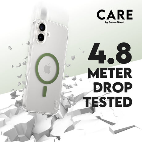 CARE by PanzerGlass iPhone 16 Plus FLAGSHIP Urban Combat Case - MagSafe Compatible - Transparent / Piquant Green