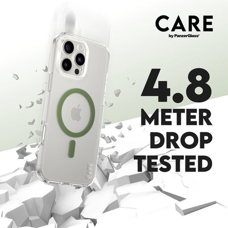 CARE by PanzerGlass iPhone 16 Pro Max FLAGSHIP Urban Combat Case - MagSafe Compatible - Transparent / Piquant Green