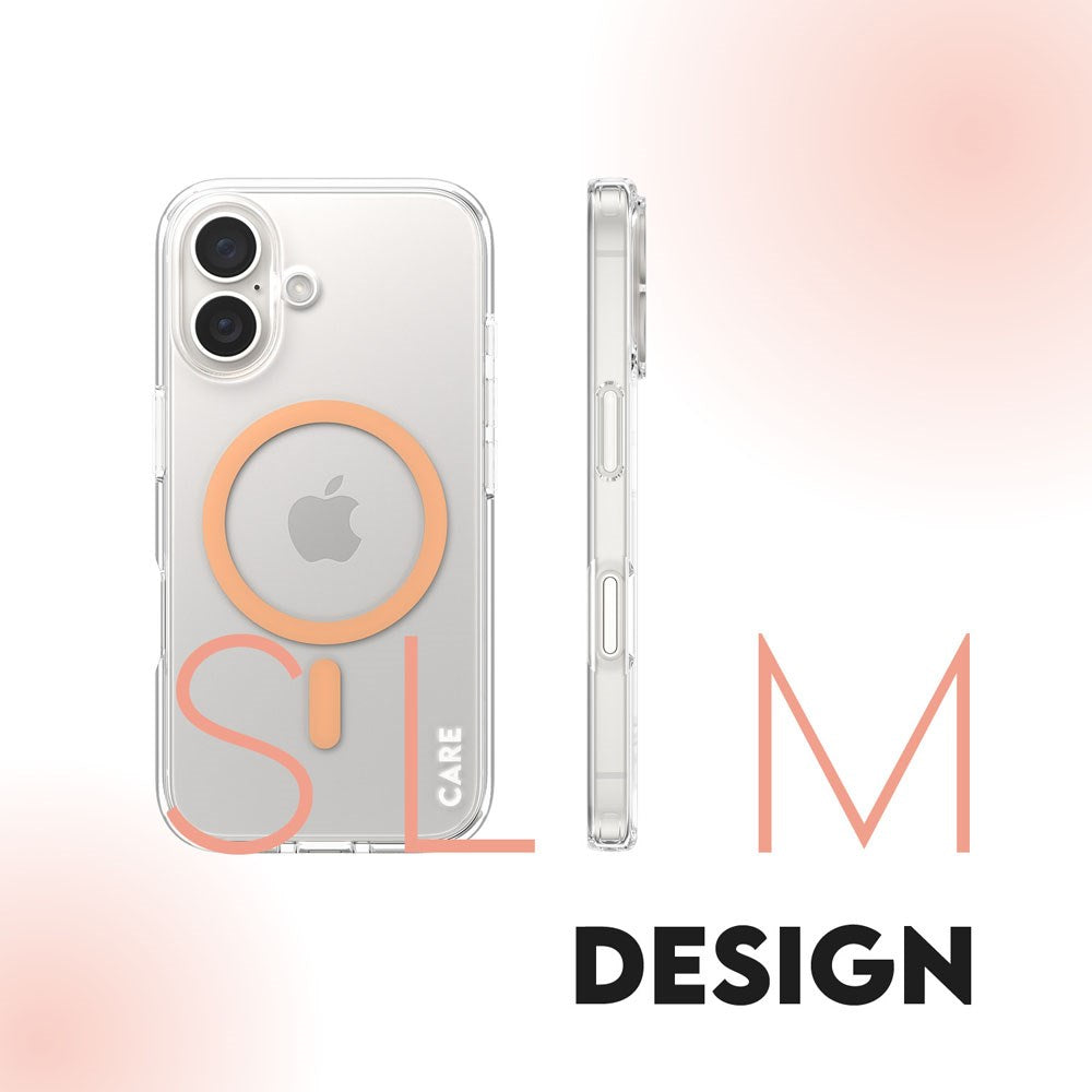 CARE by PanzerGlass iPhone 16 FLAGSHIP Urban Combat Case - MagSafe Compatible - Transparent / Peach Fuzz