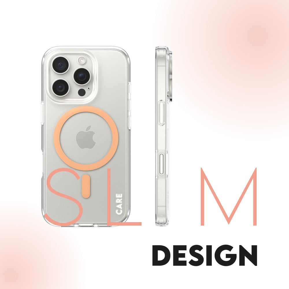 CARE by PanzerGlass iPhone 16 Pro FLAGSHIP Urban Combat Case - MagSafe Compatible - Transparent / Peach Fuzz
