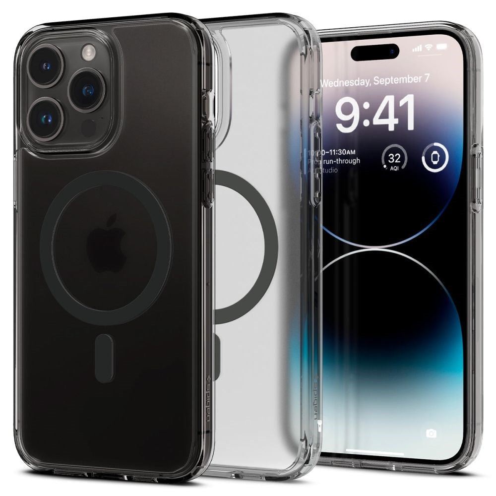 iPhone 14 Pro Spigen Ultra Hybrid Case - MagSafe Compatible - Matte Transparent / Frost Black (DEMO)