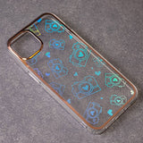 iPhone 14 Plus Hybrid Plastic Case w. Holographic Print - Camera Motif - Transparent