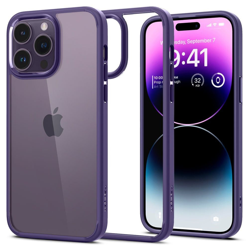 iPhone 14 Pro Max Spigen Ultra Hybrid Case - Transparent / Purple