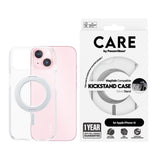 CARE by PanzerGlass iPhone 15 Feature Kickstand Case - MagSafe Compatible - Transparent / Silver