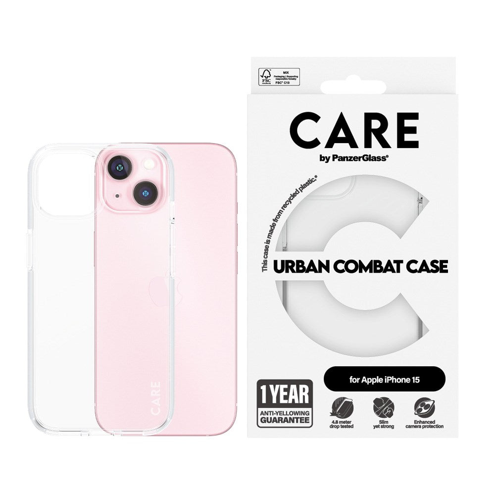 CARE by PanzerGlass iPhone 15 FLAGSHIP Urban Combat Case - Transparent