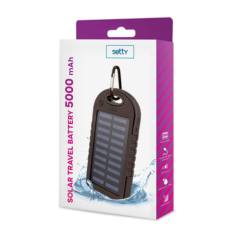 Setty Powerbank with Solar Cell 5000 mAh 10W 2 x USB-A - Black