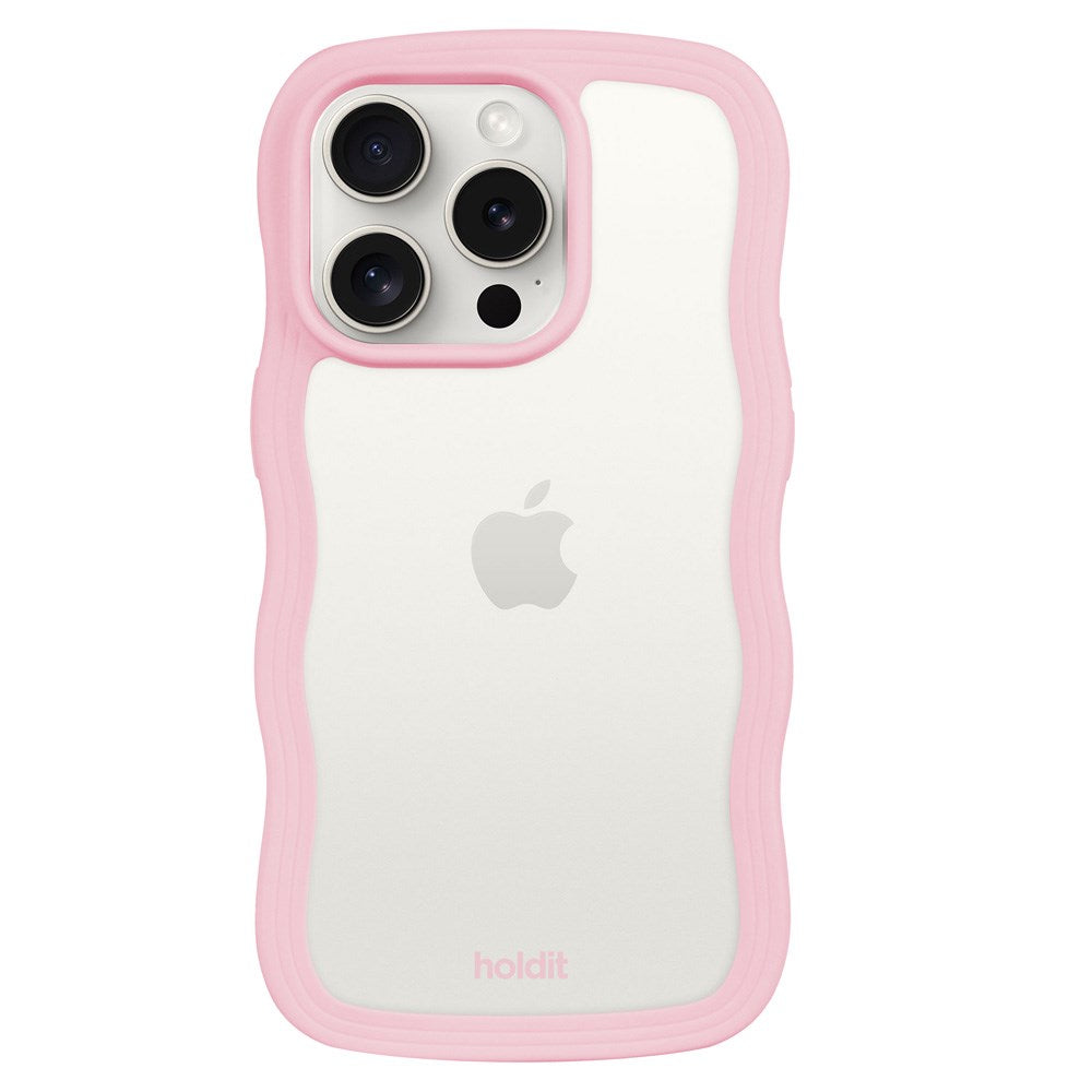 Holdit iPhone 14 Pro Wavy Case - Pink / Transparent