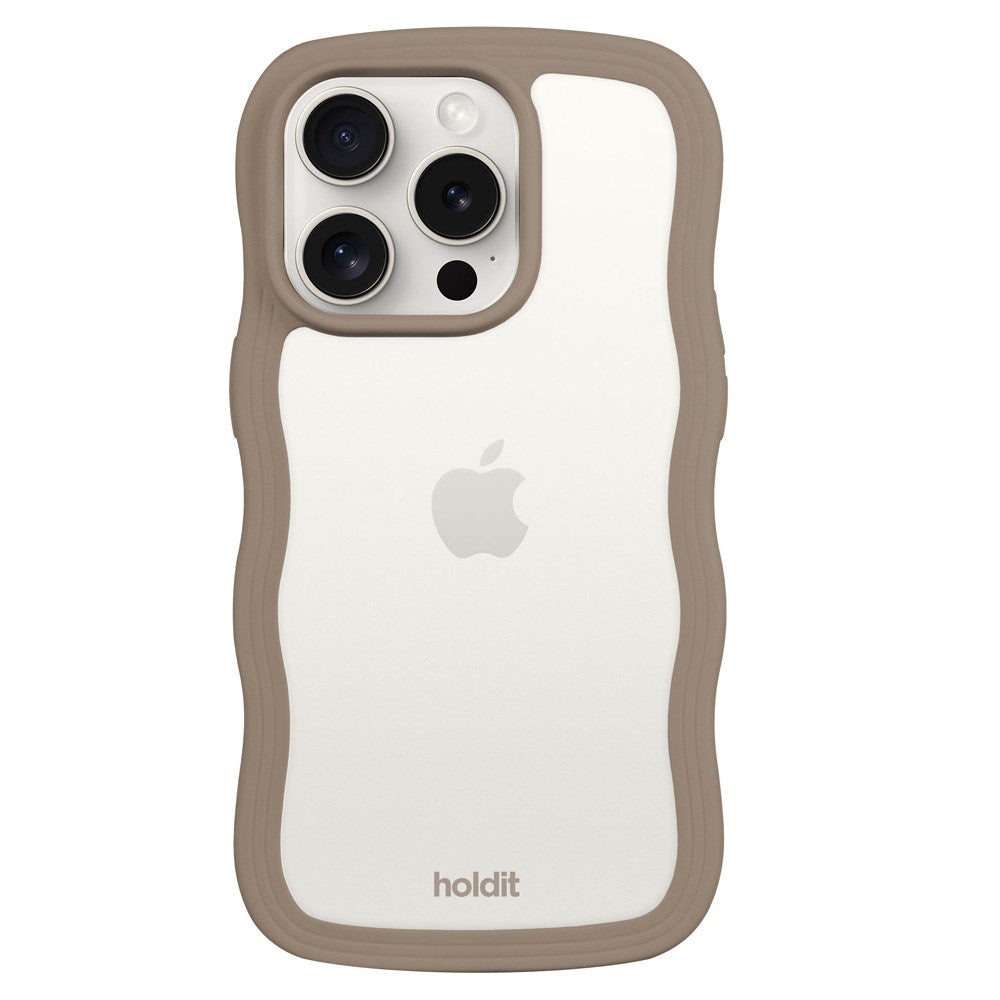 Holdit iPhone 14 Pro Max Wavy Case - Mocha Brown / Transparent