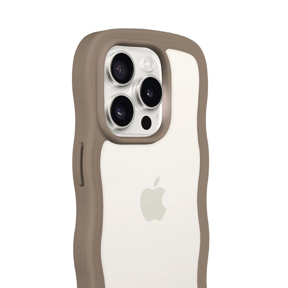 Holdit iPhone 14 Pro Max Wavy Case - Mocha Brown / Transparent