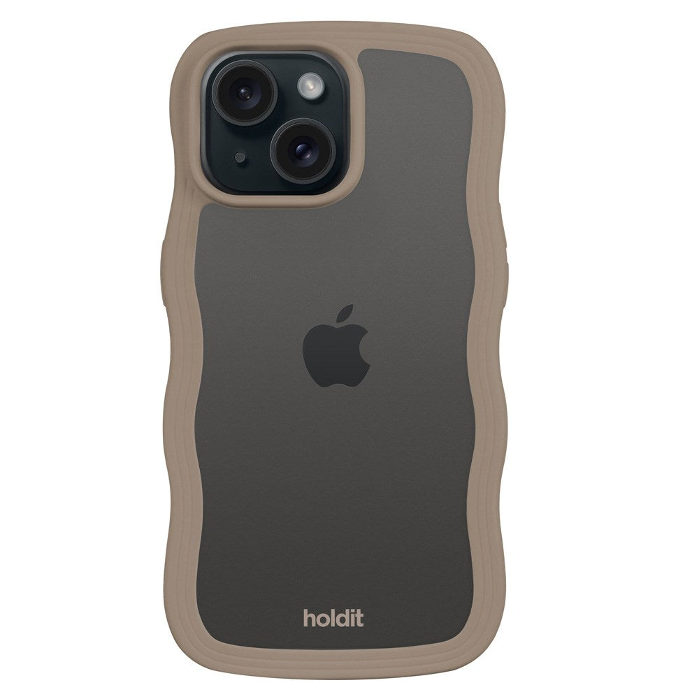 Holdit iPhone 15 Plus / 14 Plus Wavy Case - Mocha Brown / Transparent