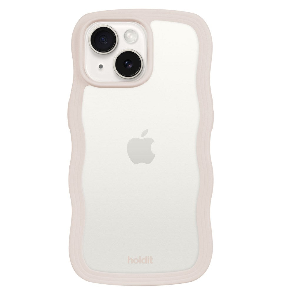 Holdit iPhone 15 / 14 / 13 Wavy Case - Light Beige / Transparent