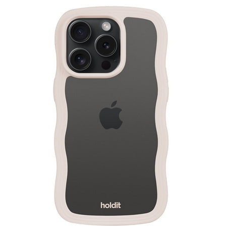 Holdit iPhone 14 Pro Max Wavy Case - Light Beige / Transparent