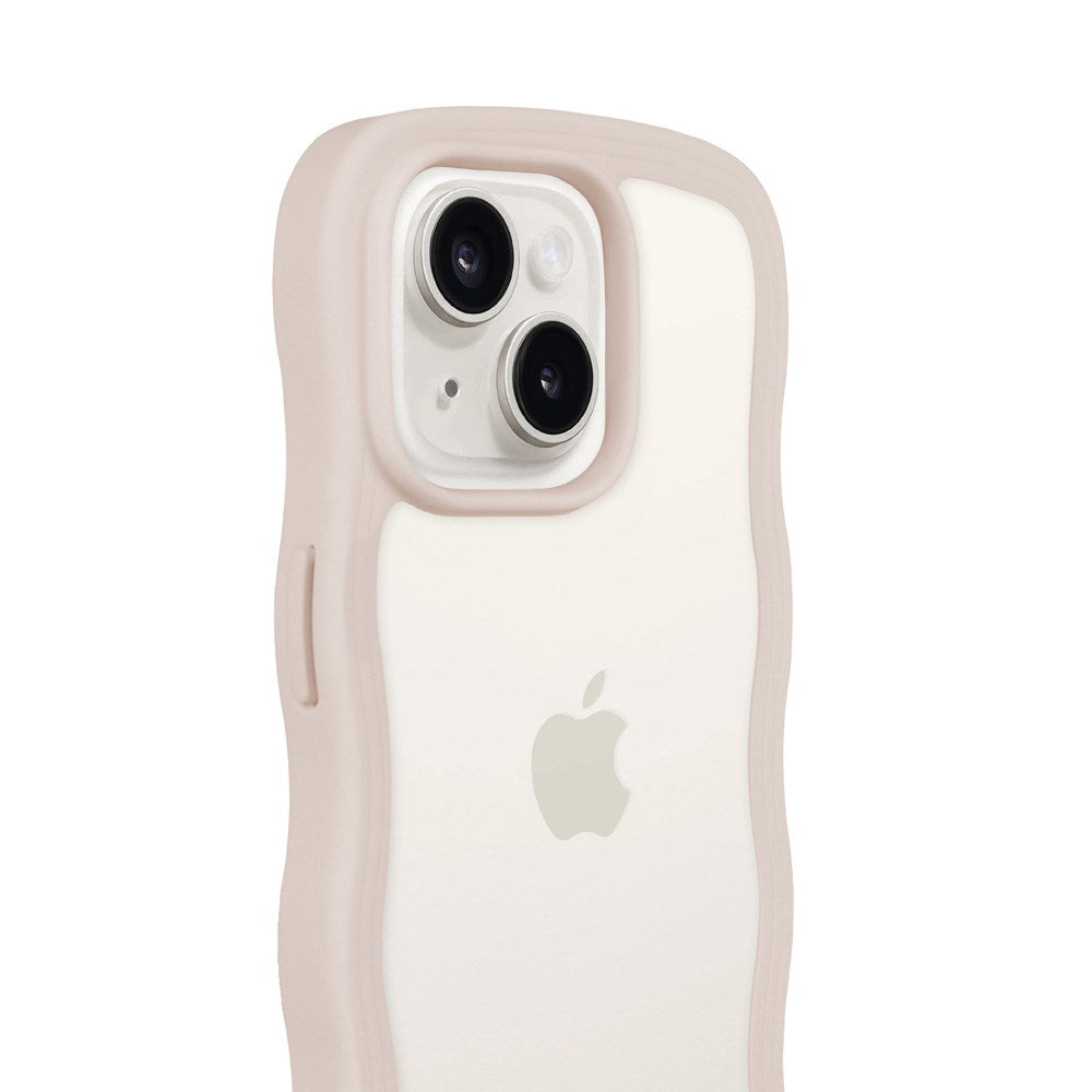 Holdit iPhone 15 Plus / 14 Plus Wavy Case - Light Beige / Transparent