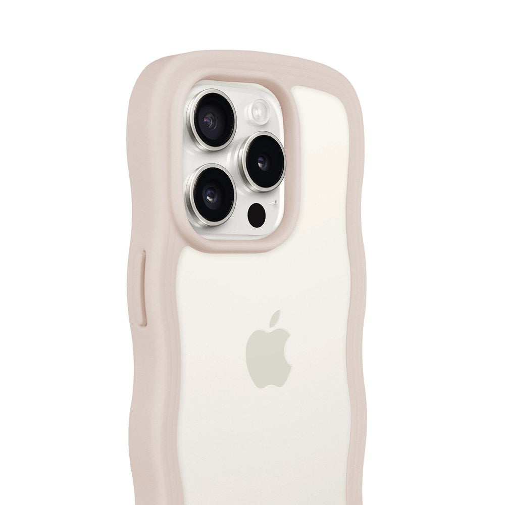 Holdit iPhone 15 Pro Wavy Case - Light Beige / Transparent