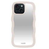 Holdit iPhone 15 / 14 / 13 Wavy Case - Light Beige / Mirror