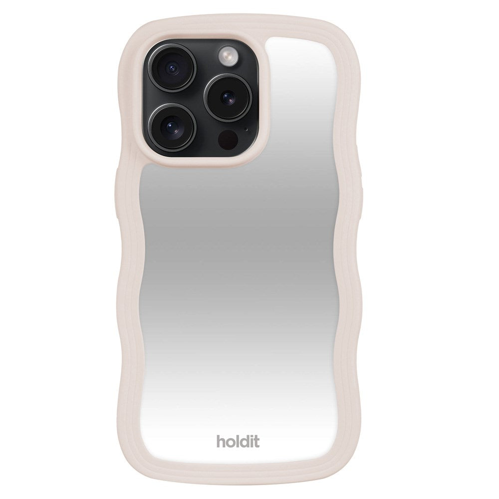 Holdit iPhone 14 Pro Wavy Case - Light Beige / Mirror