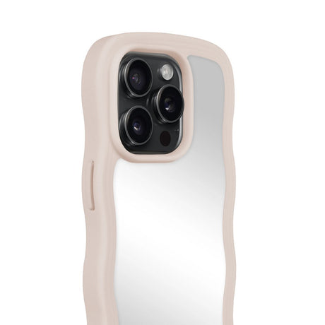 Holdit iPhone 15 Pro Wavy Case - Light Beige / Mirror