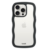 Holdit iPhone 14 Pro Wavy Cover - Black / Transparent