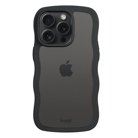 Holdit iPhone 15 Pro Max Wavy Case - Black / Transparent