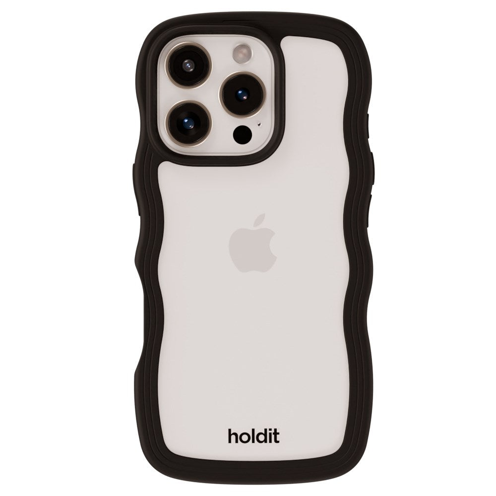 Holdit iPhone 16 Pro Wavy Case - Black / Transparent