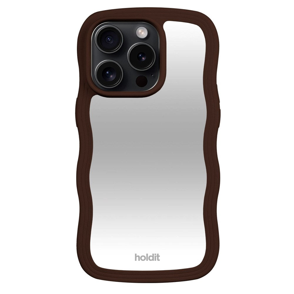 Holdit iPhone 14 Pro Wavy Cover - Chocolate / Mirror