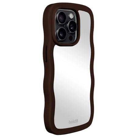 Holdit iPhone 15 Pro Max Wavy Case - Chocolate / Mirror