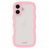 Holdit iPhone 16 Wavy Case - Pink  / Transparent