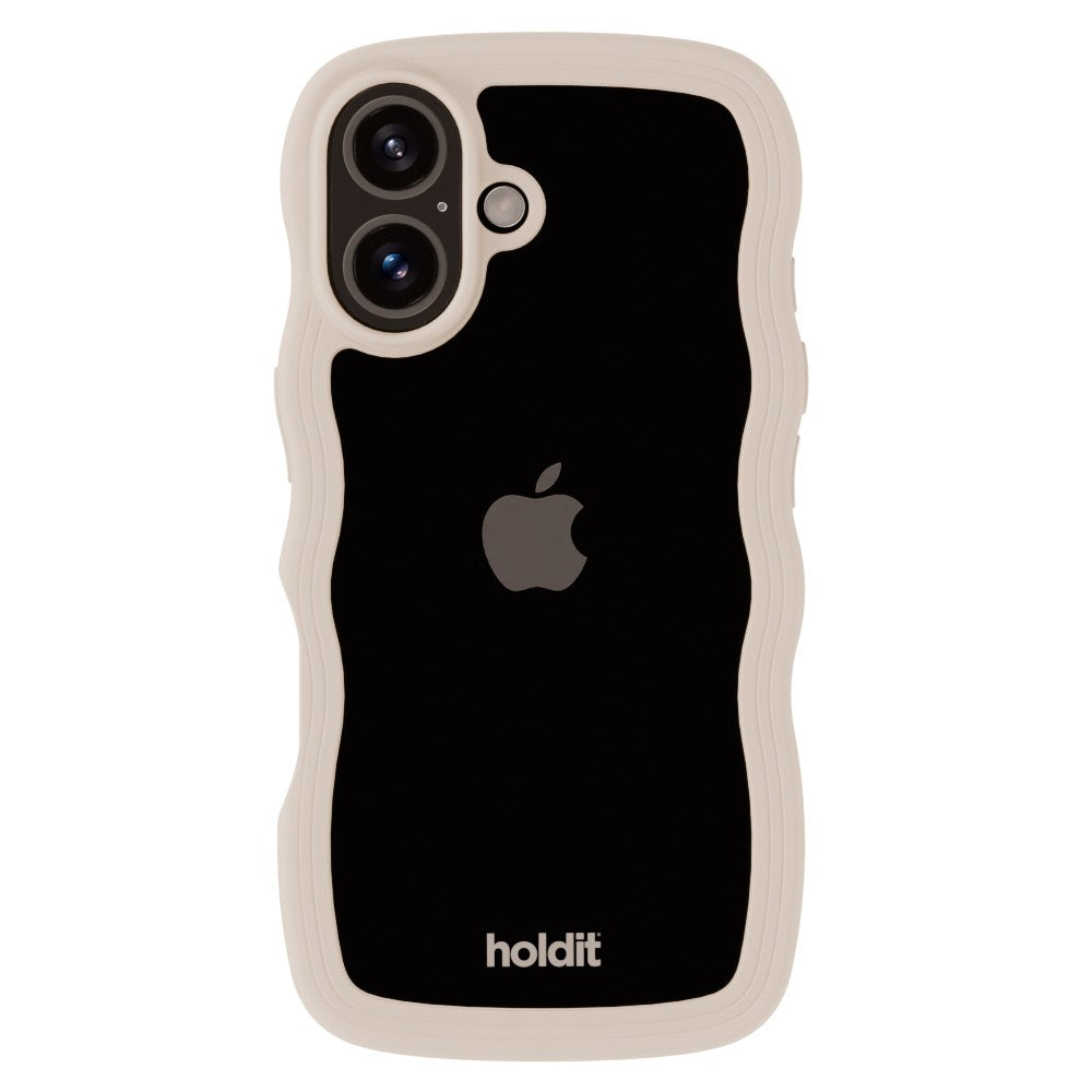 Holdit iPhone 16 Plus Wavy Case - Beige / Transparent