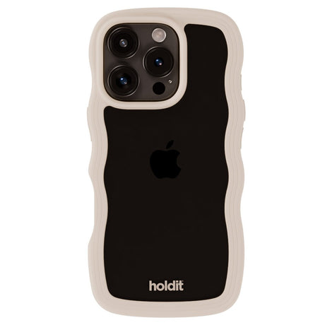 Holdit iPhone 16 Pro Wavy Case - Light Beige / Transparent