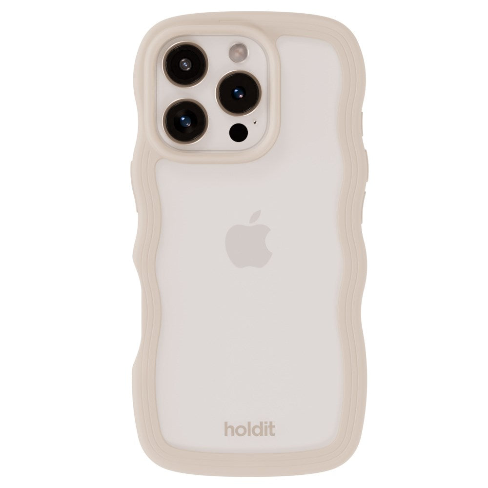 Holdit iPhone 16 Pro Max Wavy Case - Beige / Transparent