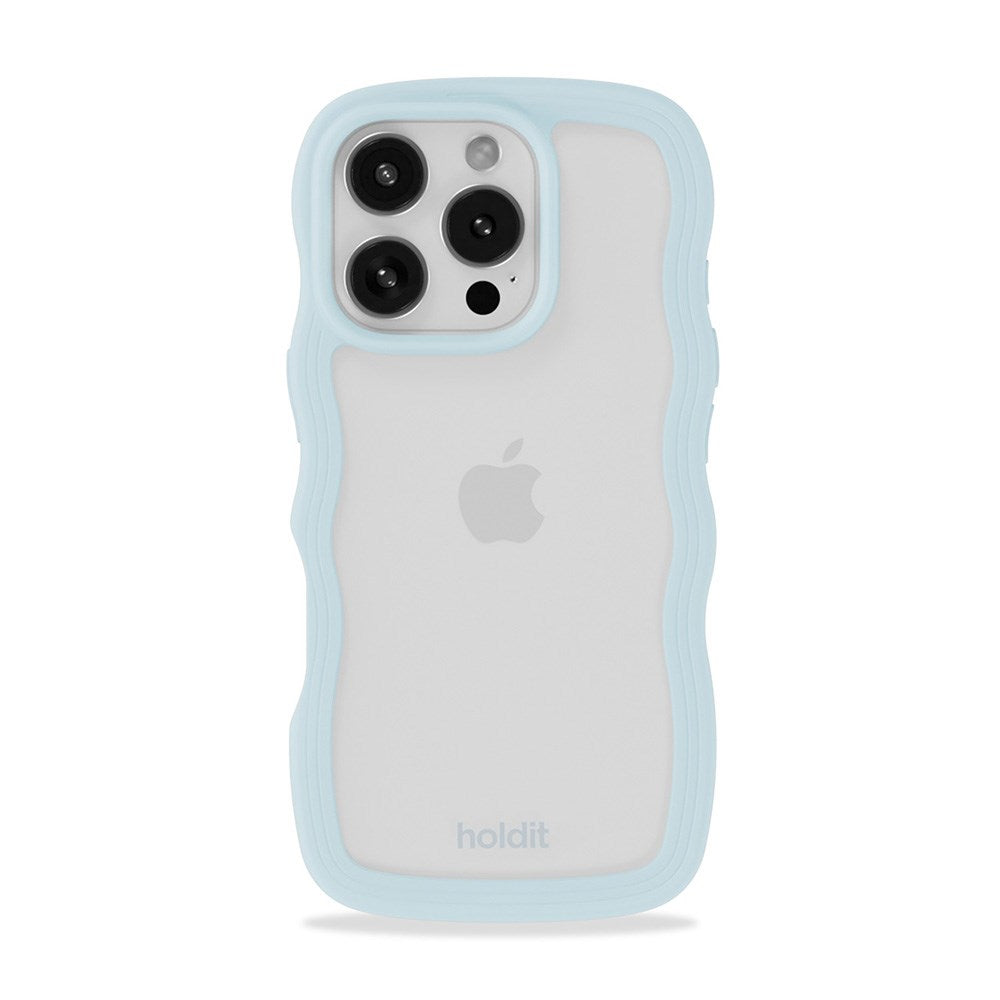 Holdit iPhone 16 Pro Max Wavy Case - Mineral Blue / Transparent