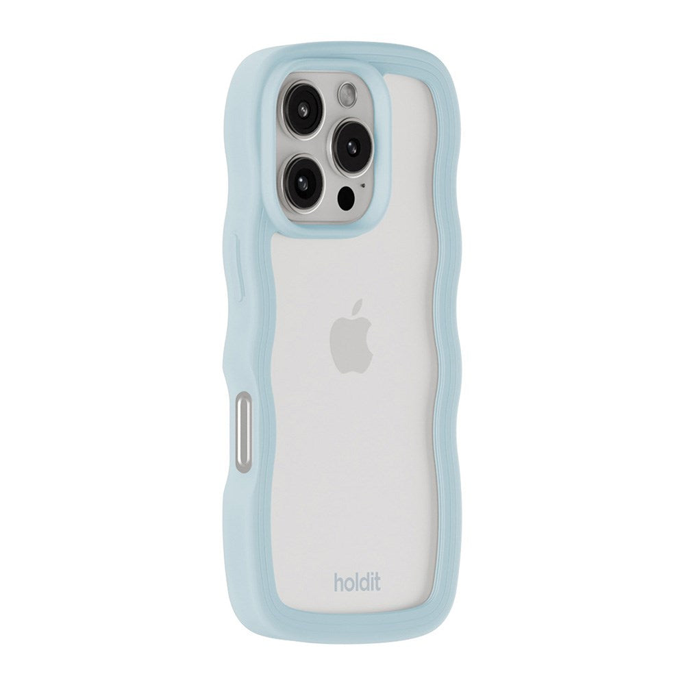 Holdit iPhone 16 Pro Max Wavy Case - Mineral Blue / Transparent