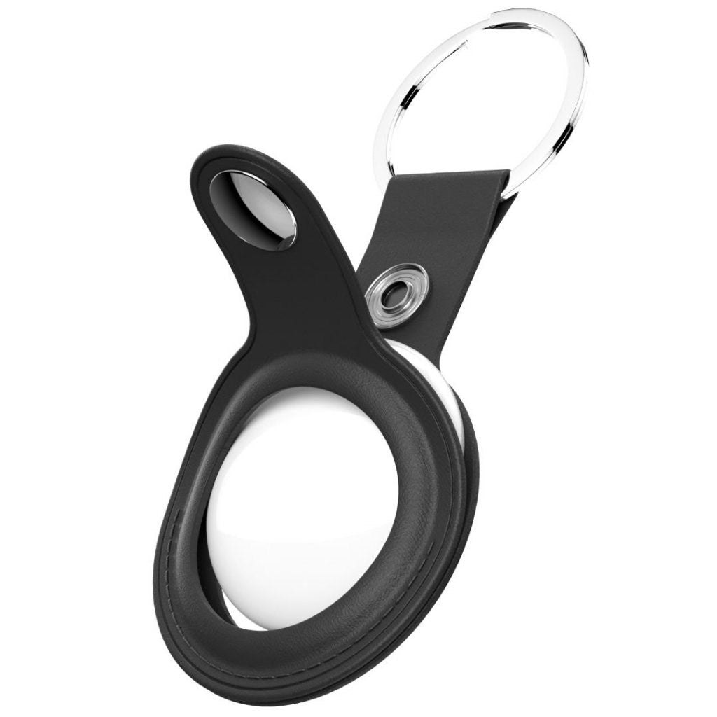 KeyBudz AirTag Keychain - Snap Ring - 1 Pack - Leather - Black