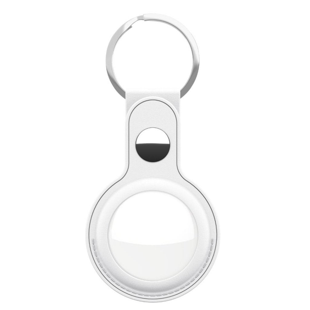 KeyBudz AirTag Keychain - Snap Ring - 2 Pack - Leather - White