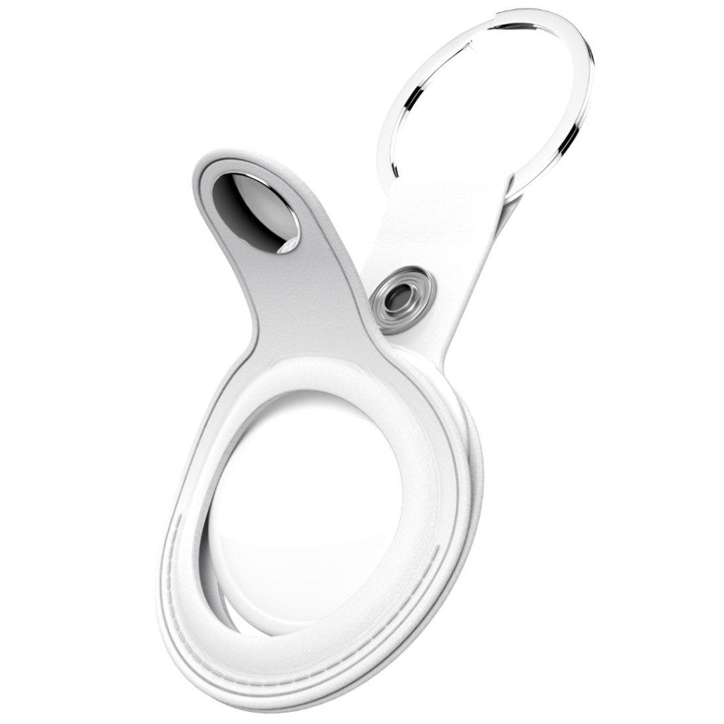 KeyBudz AirTag Keychain - Snap Ring - 2 Pack - Leather - White