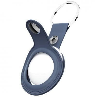 KeyBudz AirTag Keychain - Snap Ring - 2 Pack - Leather - Blue