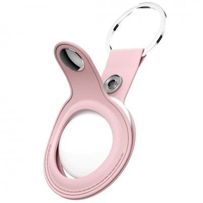 KeyBudz AirTag Keychain - Snap Ring - 1 Pack - Leather - Pink