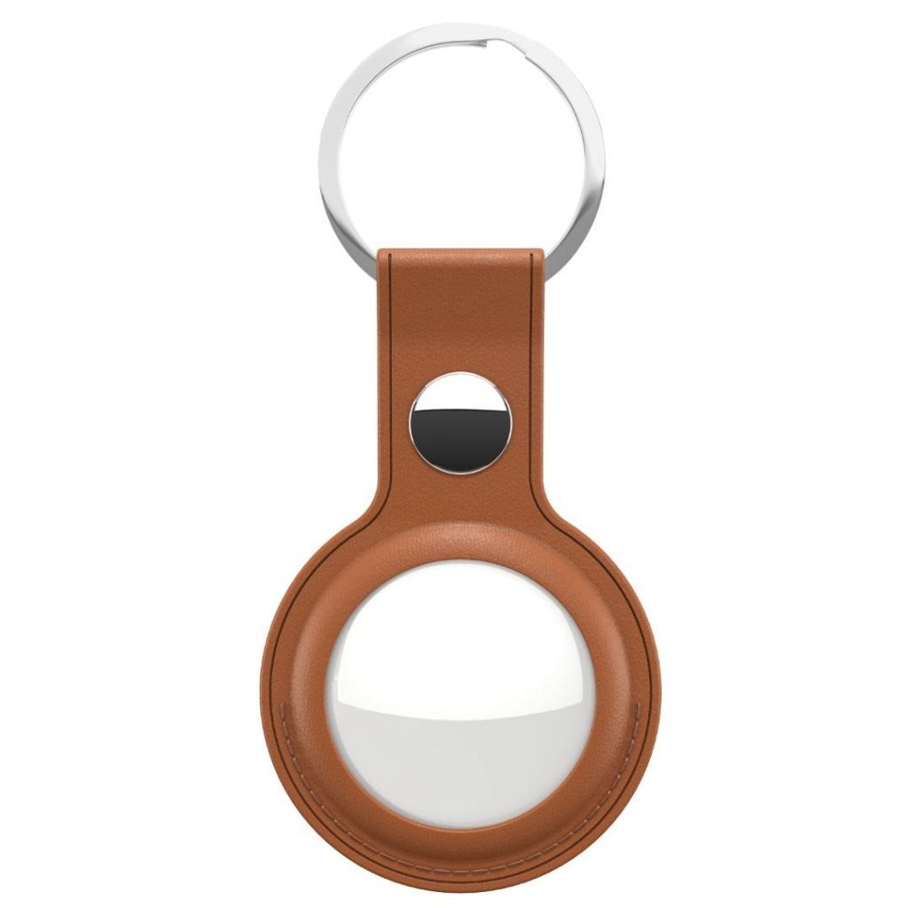 KeyBudz AirTag Keychain - Snap Ring - 1 Pack - Leather - Brown