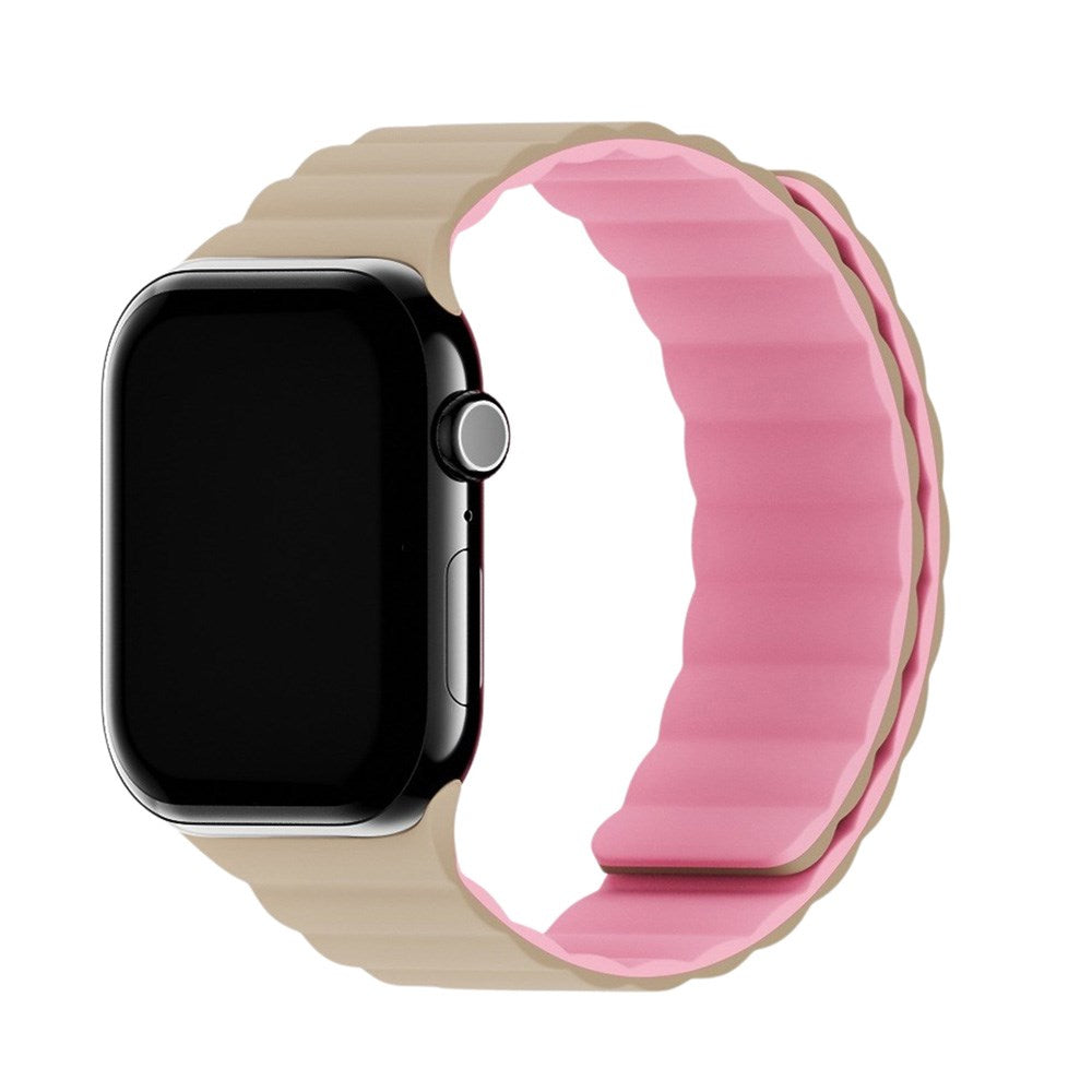 Apple Watch (38/40/SE/41/42mm) Holdit Silicone Magnet Watch Strap - Pink / Beige