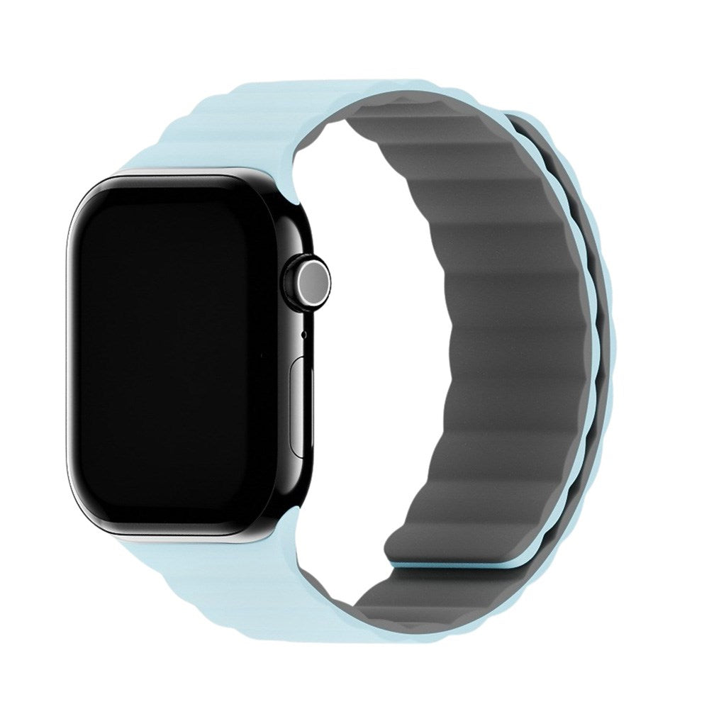 Apple Watch (42/44/SE/45/46/49mm) Holdit Silicone Magnet Watch Strap - Grey / Blue