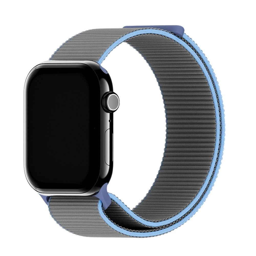 Apple Watch (42/44/SE/45/46/49mm) Holdit Nylon Watch Strap with Velcro Closure - Grey / Blue