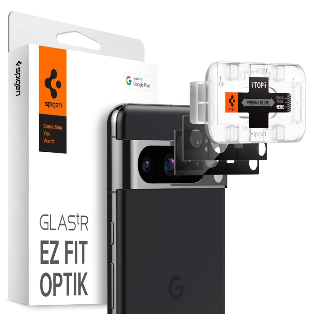 Google Pixel 8 Spigen Camera Lens Protective Glass - Black / Transparent - 2 pcs.