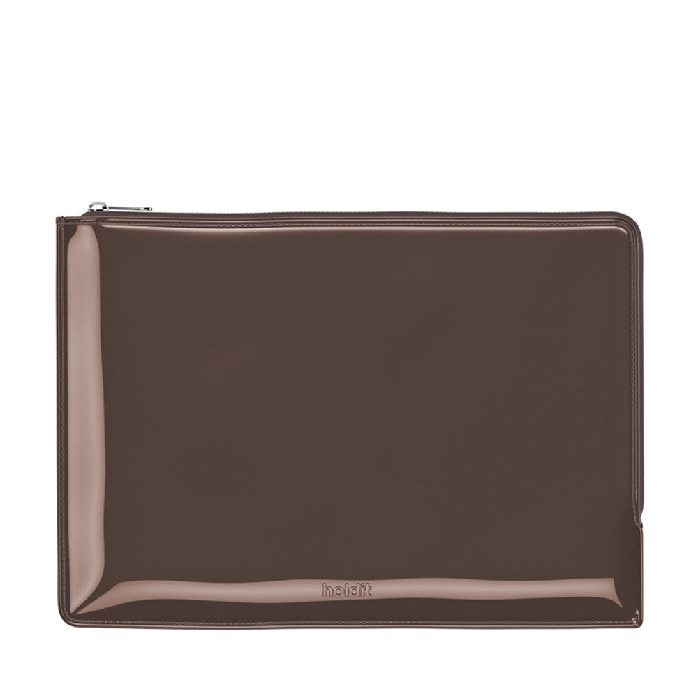 Holdit Patent Leather Sleeve for MacBook / Laptop 14" (34.2 x 24.2cm) - Chocolate