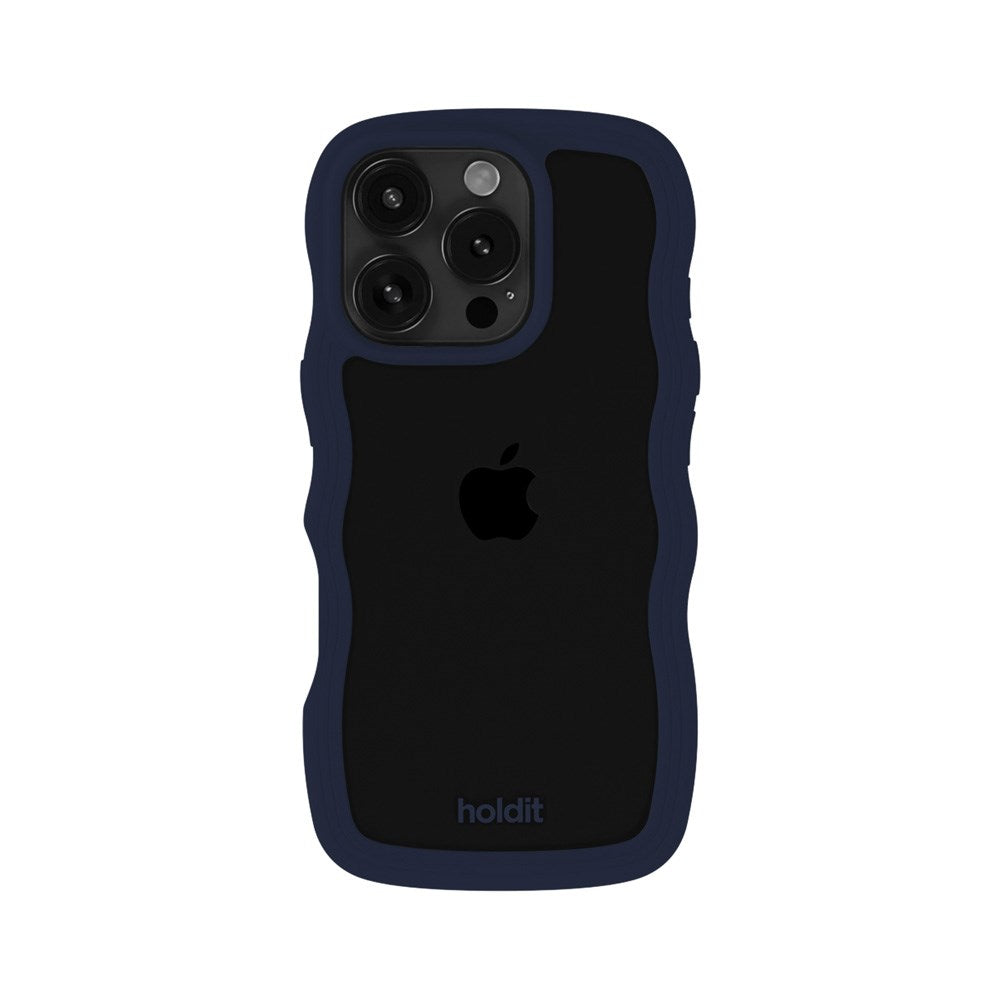 Holdit iPhone 16 Pro Wavy Case - Midnight Blue / Transparent