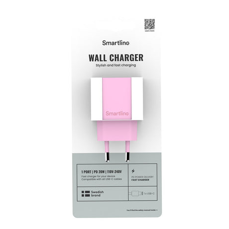 Smartline 20W Wall Charger with 1 x USB-C – Pink