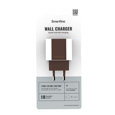 Smartline 20W Wall Charger with 1 x USB-C – Brown