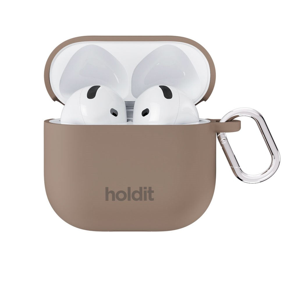 Apple AirPods (4th Gen.) Holdit Silicone Case with Carabiner - Mocha Brown